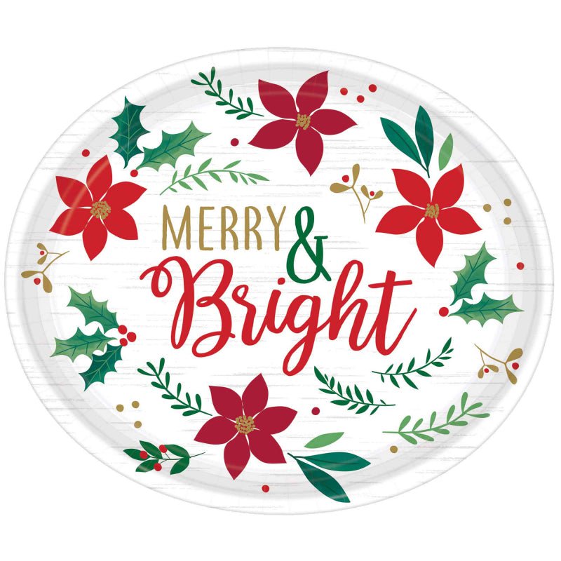 Christmas Wishes Merry & Bright Oval Paper Plates 8 Pack Payday Deals