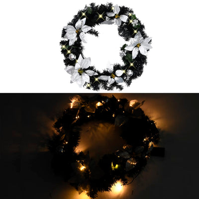Christmas Wreath with LED Lights Black 60 cm PVC Payday Deals