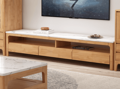 Ciel White Marble top wood TV unit/Rubberwood/Solid Timber