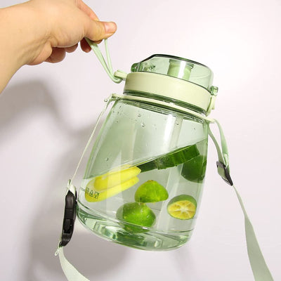 Clear Large Water Bottle Water Jug with Adjustable Shoulder Strap - Green Payday Deals
