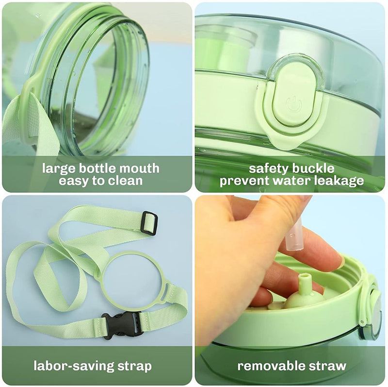 Clear Large Water Bottle Water Jug with Adjustable Shoulder Strap - Green Payday Deals