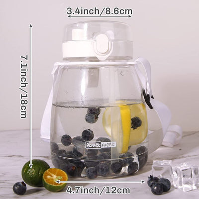 Clear Large Water Bottle Water Jug with Adjustable Shoulder Strap - White Payday Deals