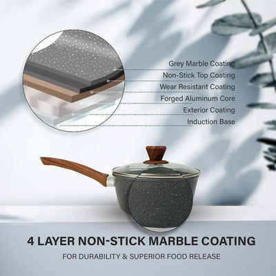 Clevinger 20cm Ceramic Marble Non-Stick Saucepan Cookware Casserole Pot w/Lid Payday Deals