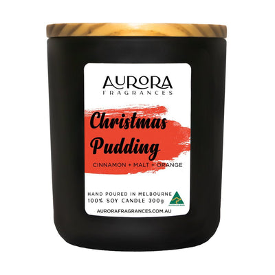 Aurora Christmas Pudding Scented Soy Candle Australian Made 300g