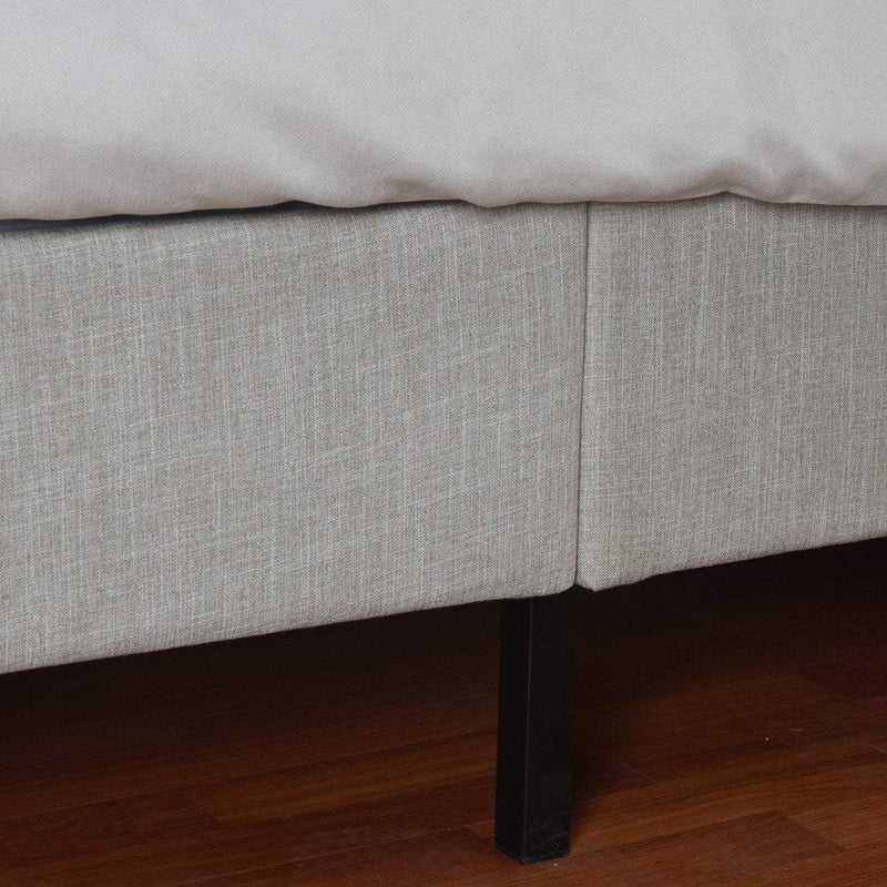 Coburg King Single Bed Beige Linen Fabric Upholstered