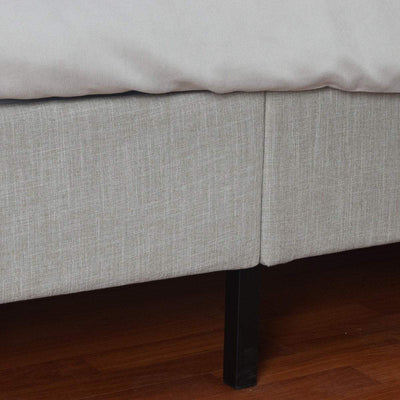 Coburg Queen Bed Beige Linen Fabric Upholstered