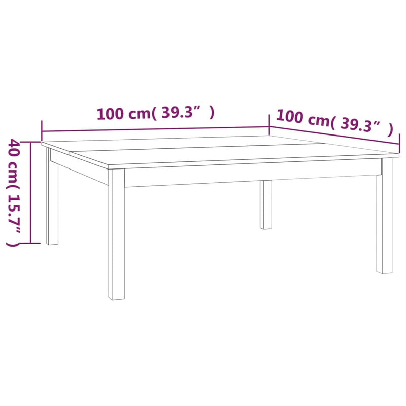 Coffee Table 100x100x40 cm Solid Wood Pine Payday Deals