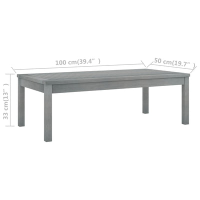 Coffee Table 100x50x33 cm Grey Solid Acacia Wood Payday Deals