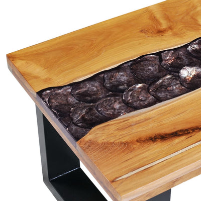 Coffee Table 100x50x40 cm Solid Teak Wood and Polyresin Payday Deals