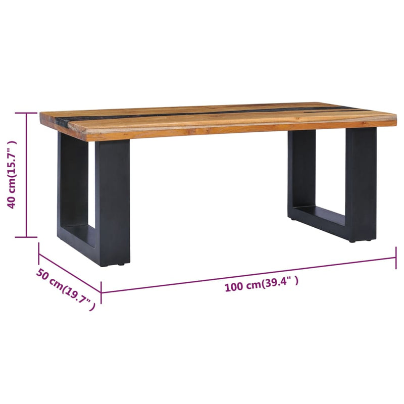 Coffee Table 100x50x40 cm Solid Teak Wood and Polyresin Payday Deals