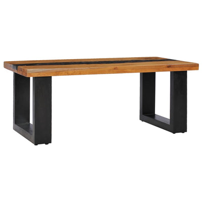 Coffee Table 100x50x40 cm Solid Teak Wood and Polyresin Payday Deals