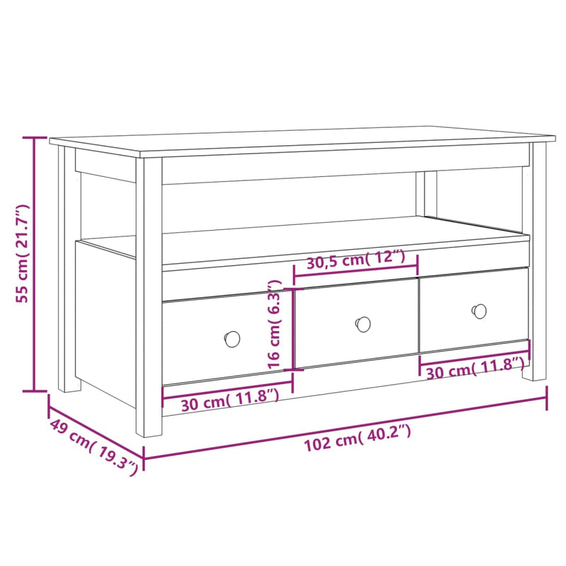 Coffee Table 102x49x55 cm Solid Wood Pine Payday Deals