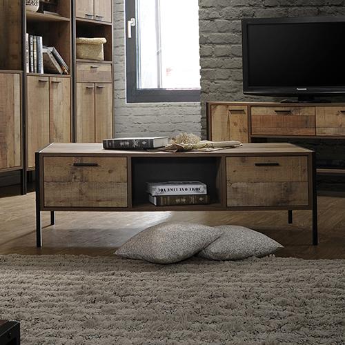 Coffee Table 2 Drawers Particle Board Storage in Oak Colour Payday Deals