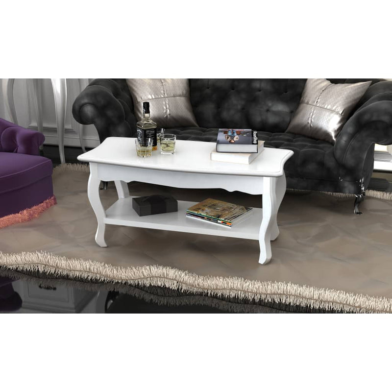 Coffee Table 2 Tiers MDF White Payday Deals