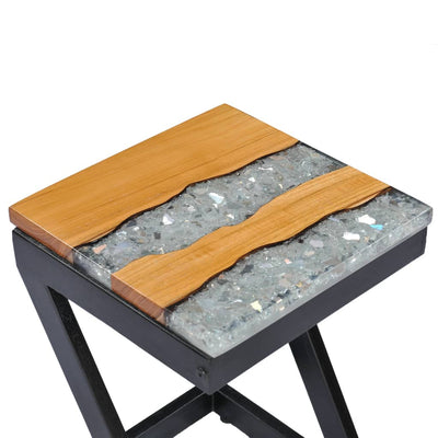 Coffee Table 30x30x50 cm Solid Teak Wood and Polyresin Payday Deals