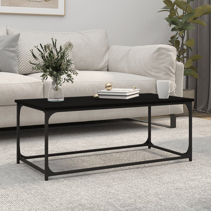 Coffee Table Black 102x50x40 cm Engineered Wood and Iron Payday Deals