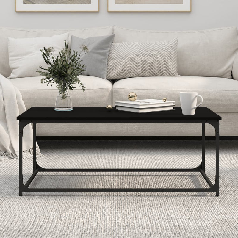 Coffee Table Black 102x50x40 cm Engineered Wood and Iron Payday Deals