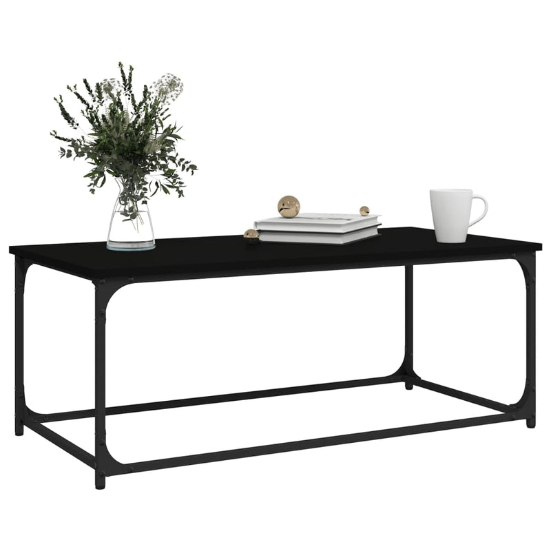 Coffee Table Black 102x50x40 cm Engineered Wood and Iron Payday Deals