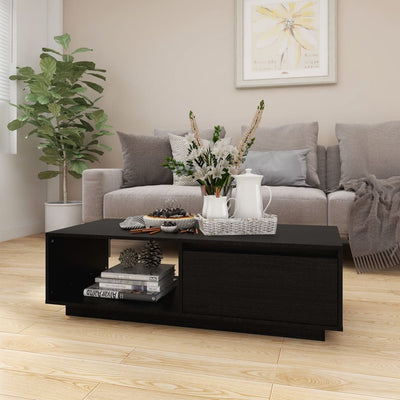 Coffee Table Black 110x50x33.5 cm Solid Pinewood