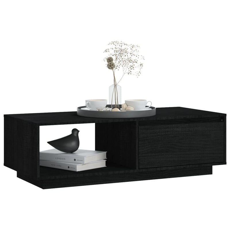 Coffee Table Black 110x50x33.5 cm Solid Pinewood Payday Deals