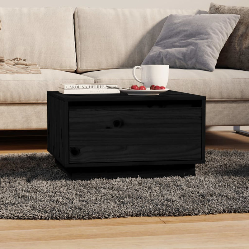 Coffee Table Black 55x56x32 cm Solid Wood Pine Payday Deals