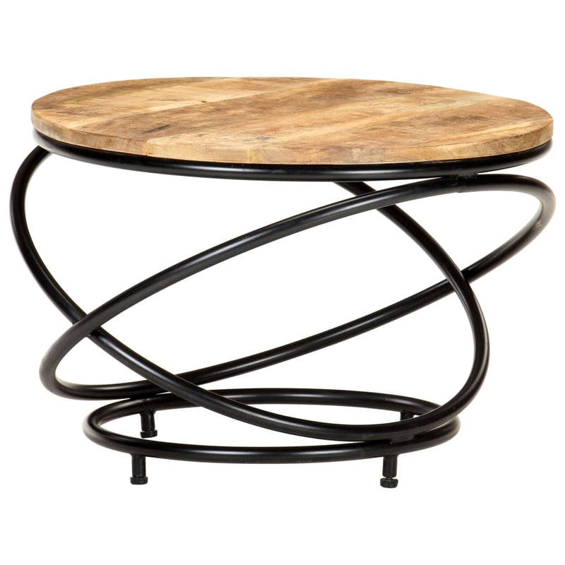 Coffee Table Black 60x60x40 cm Solid Rough Mango Wood Payday Deals