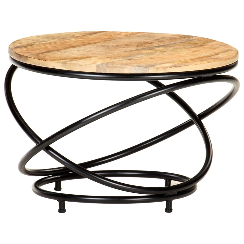 Coffee Table Black 60x60x40 cm Solid Rough Mango Wood Payday Deals