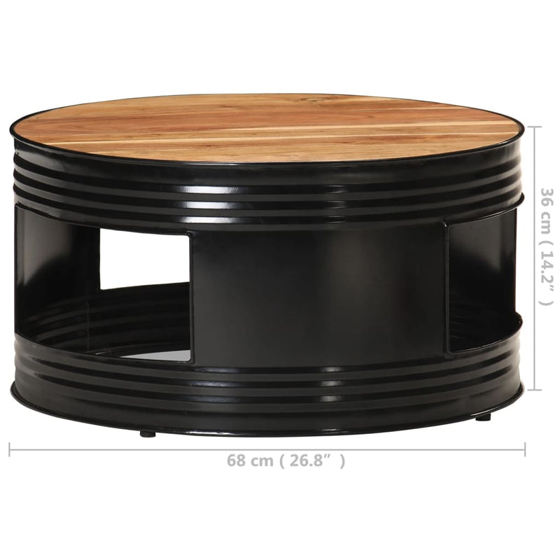 Coffee Table Black 68x68x36 cm Solid Acacia Wood Payday Deals