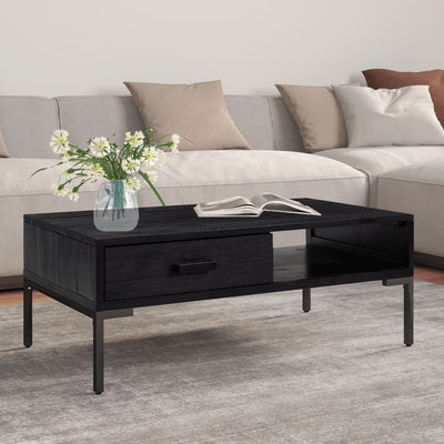 Coffee Table Black 90x50x35 cm Solid Pinewood Payday Deals