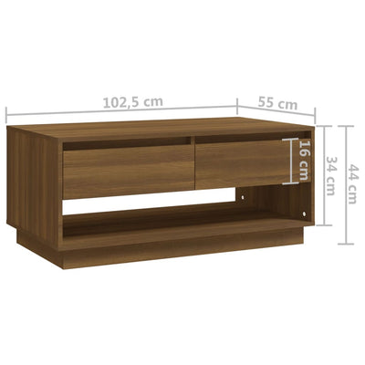 Coffee Table Brown Oak 102.5x55x44 cm Engineered Wood Payday Deals