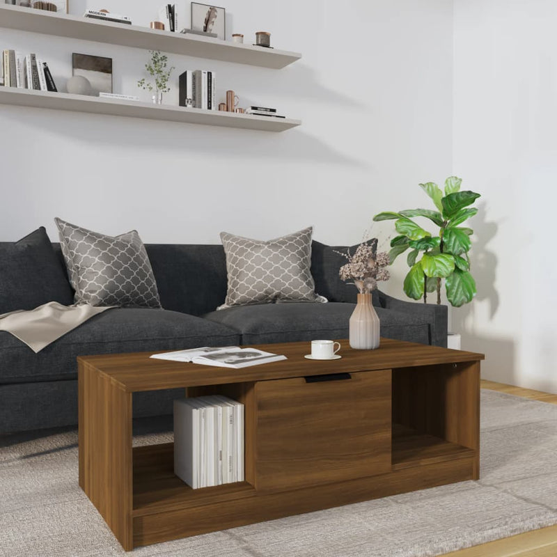 Coffee Table Brown Oak 102x50x36 cm Engineered Wood Payday Deals