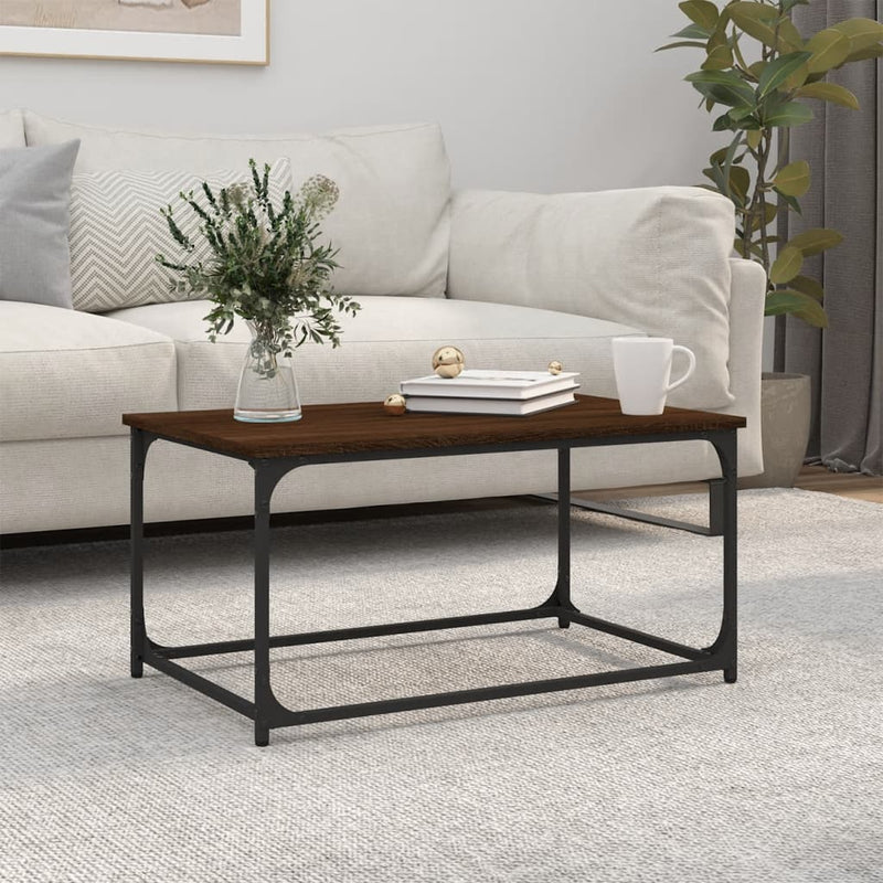 Coffee Table Brown Oak 80x50x40 cm Engineered Wood and Iron Payday Deals