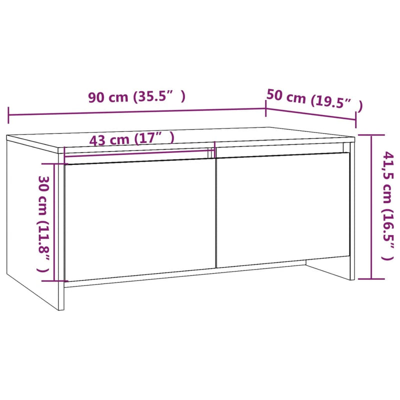 Coffee Table Brown Oak 90x50x41.5 cm Engineered Wood Payday Deals