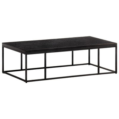 Coffee Table Carved Top Black 110x60x34 cm Solid Mango Wood