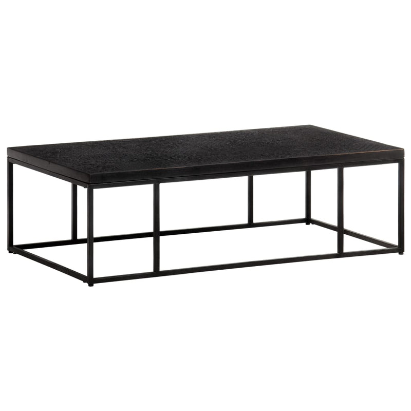 Coffee Table Carved Top Black 110x60x34 cm Solid Mango Wood Payday Deals