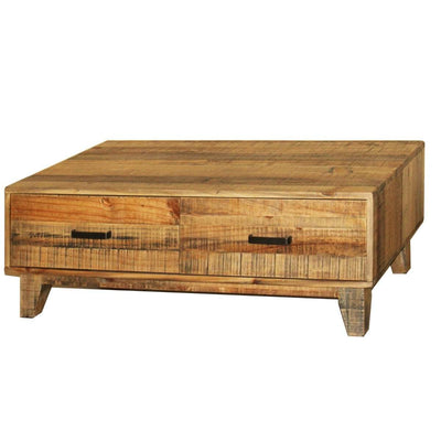 Coffee Table Wooden Frame 2 Drawers Storage in Light Brown Colour Payday Deals