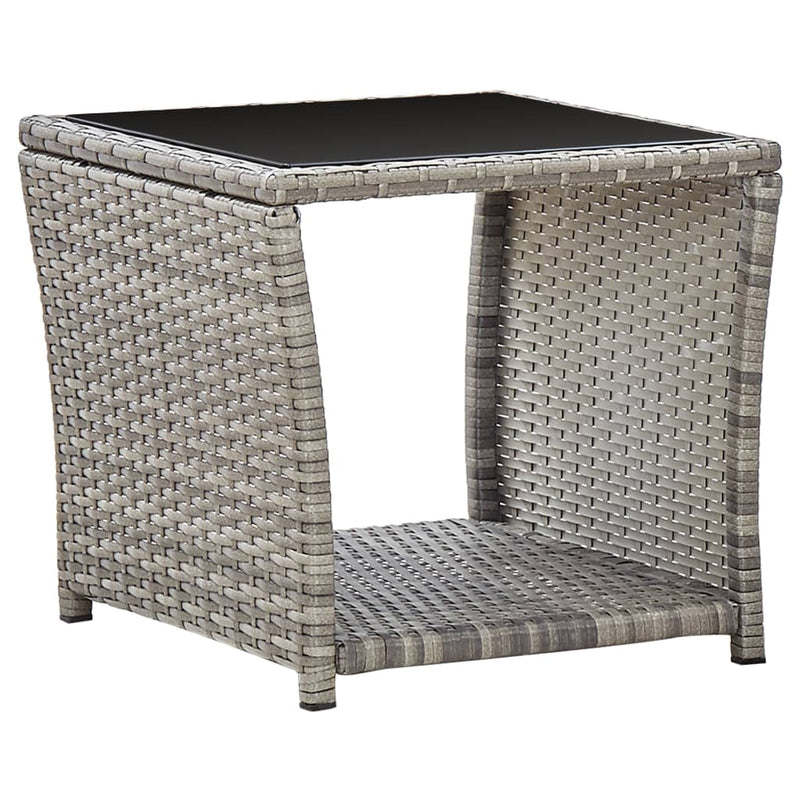 Coffee Table Grey 45x45x40 cm Poly Rattan and Glass Payday Deals