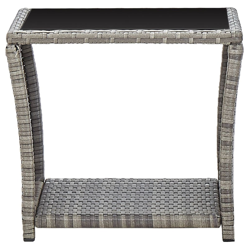 Coffee Table Grey 45x45x40 cm Poly Rattan and Glass Payday Deals