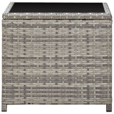 Coffee Table Grey 45x45x40 cm Poly Rattan and Glass Payday Deals