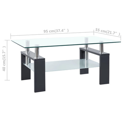 Coffee Table Grey and Transparent 95x55x40 cm Tempered Glass Payday Deals