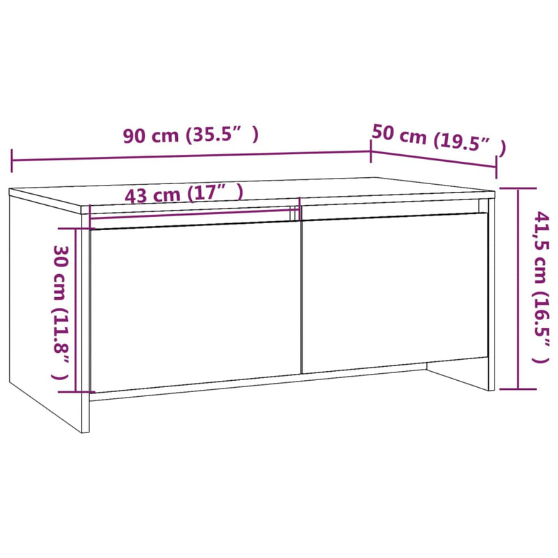 Coffee Table Grey Sonoma 90x50x41.5 cm Chipboard Payday Deals