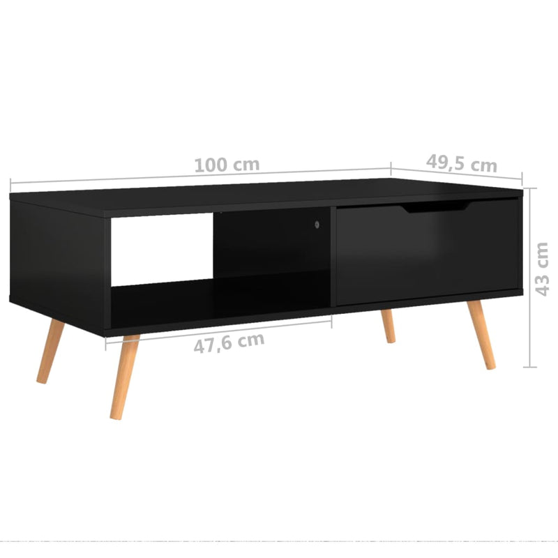 Coffee Table High Gloss Black 100x49.5x43 cm Engineered Wood Payday Deals