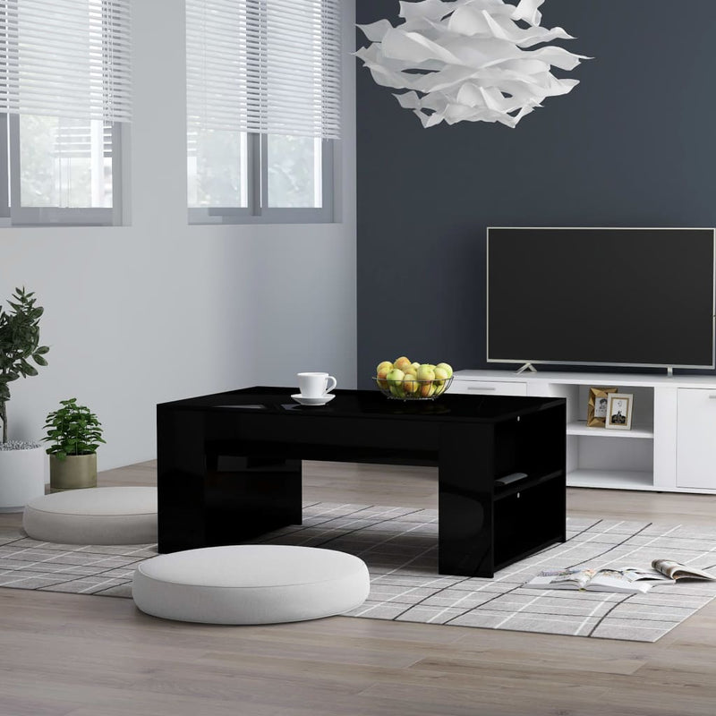 Coffee Table High Gloss Black 100x60x42 cm Engineered Wood Payday Deals