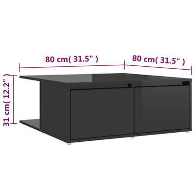 Coffee Table High Gloss Black 80x80x31 cm Engineered Wood Payday Deals