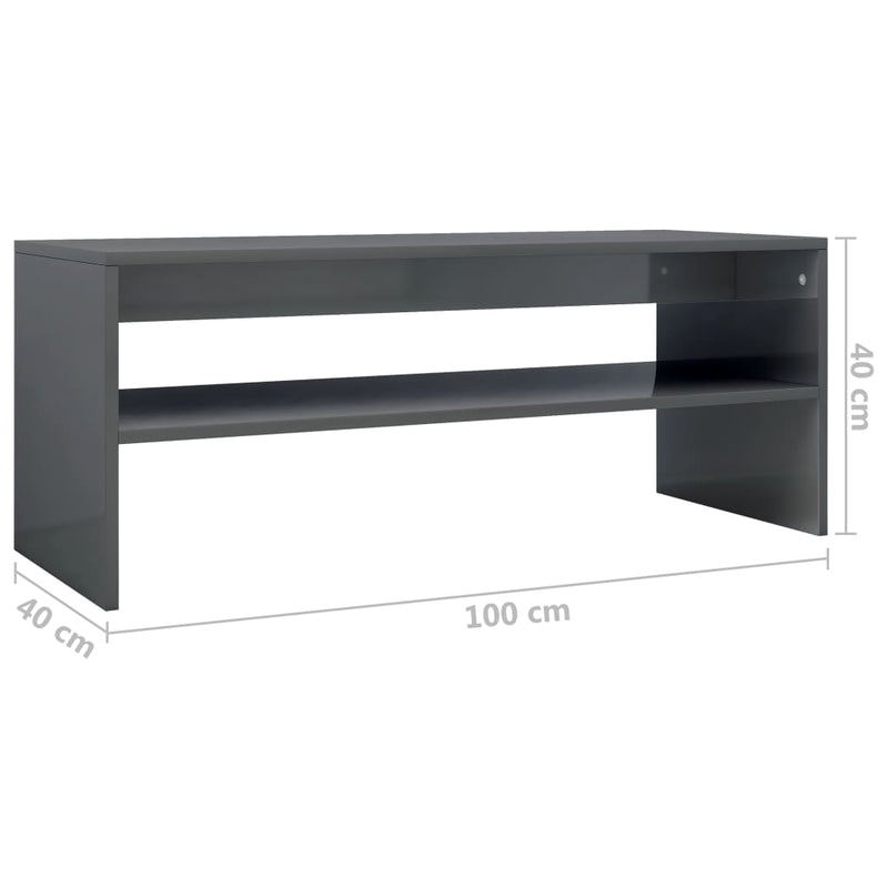 Coffee Table High Gloss Grey 100x40x40 cm Chipboard Payday Deals