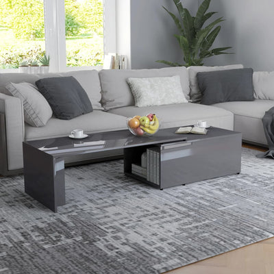 Coffee Table High Gloss Grey 150x50x35 cm Engineered Wood