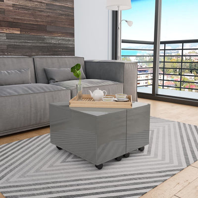 Coffee Table High Gloss Grey 60x60x35 cm Engineered Wood Payday Deals