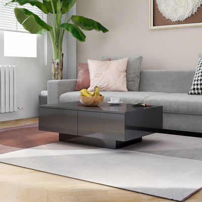 Coffee Table High Gloss Grey 90x60x31 cm Engineered Wood