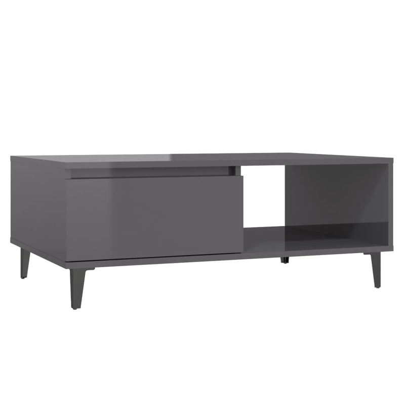 Coffee Table High Gloss Grey 90x60x35 cm Chipboard Payday Deals