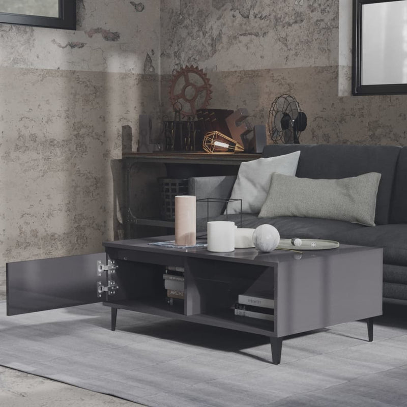 Coffee Table High Gloss Grey 90x60x35 cm Chipboard Payday Deals